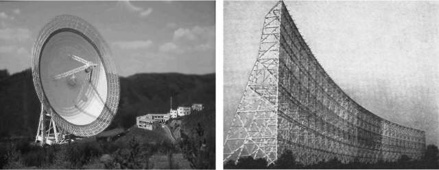 Рис. 1.9.4. 100-метровый Боннский радиотелескоп  Рис. 1.9.5. Большой радиотелескоп в Нансэ, Франция