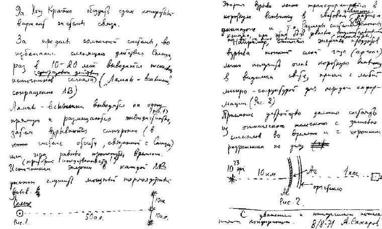 Рис. 1.10.1-2. Фрагмент из письма А. Д. Сахарова (ответ на анкету SETI).