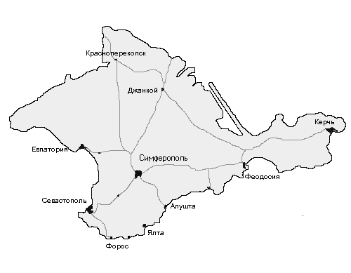 Контурная карта крыма с городами